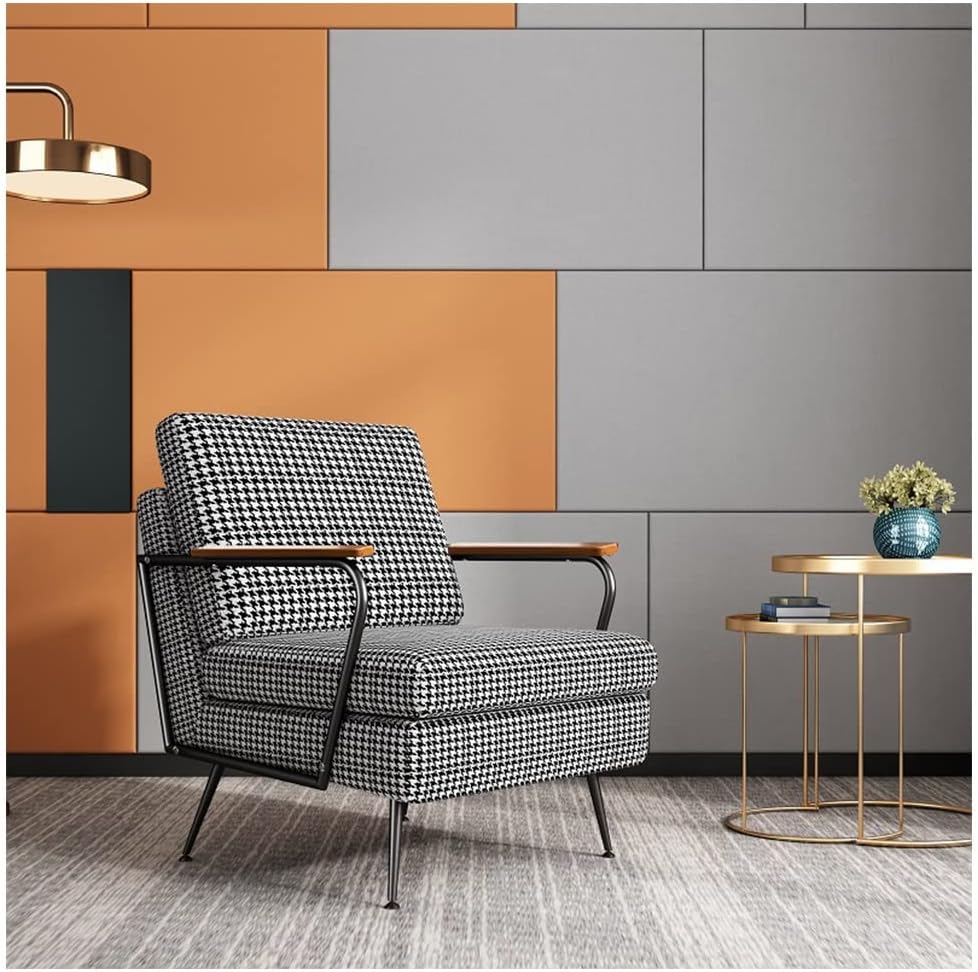 Sillon Oficina Tela, Silla De Ocio para Dormitorio, Sofá De Tela, Silla con Marco De Metal, Sillón Tapizado Informal Individual con Cojín Ergonómico para Oficina De Estudio En El Hogar