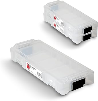 TOX L-BOXX Micro Assortment Case Set Stackable and Clickable with L-Boxx System Divided into 8 Compartments Storage for Dowels and Screws Transparent Set of 3 094909144