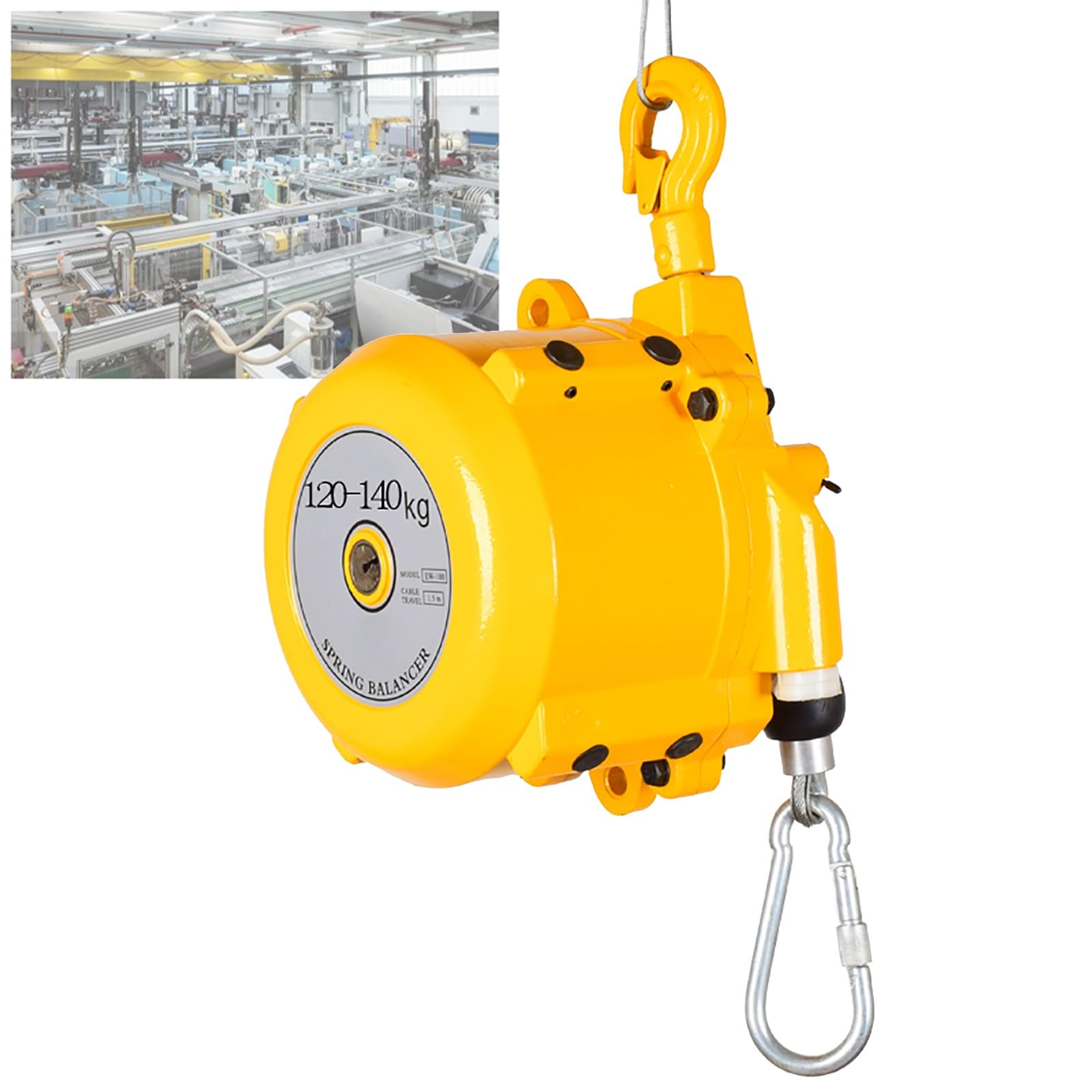 Bilanciatore retrattile da 1,5 m con gancio autobloccante - Heavy Du Worhop e strumento automobilistico, capacità 120-140 kg, multifunzione ausiliario equino