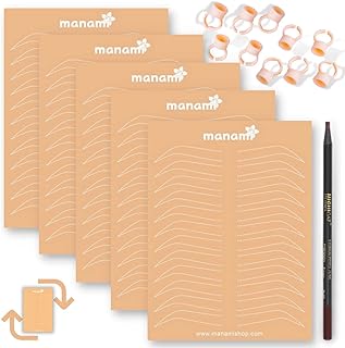 Manami 5 Double Sided Latex Practice Skin 8x6 - Eyebrow Tattoo 120 Pairs | Ombré Brows | Nano Brows | Shiny Silicone Easy to Clean Tattoo Skin | PMU Training Kit Tattoo Supplies