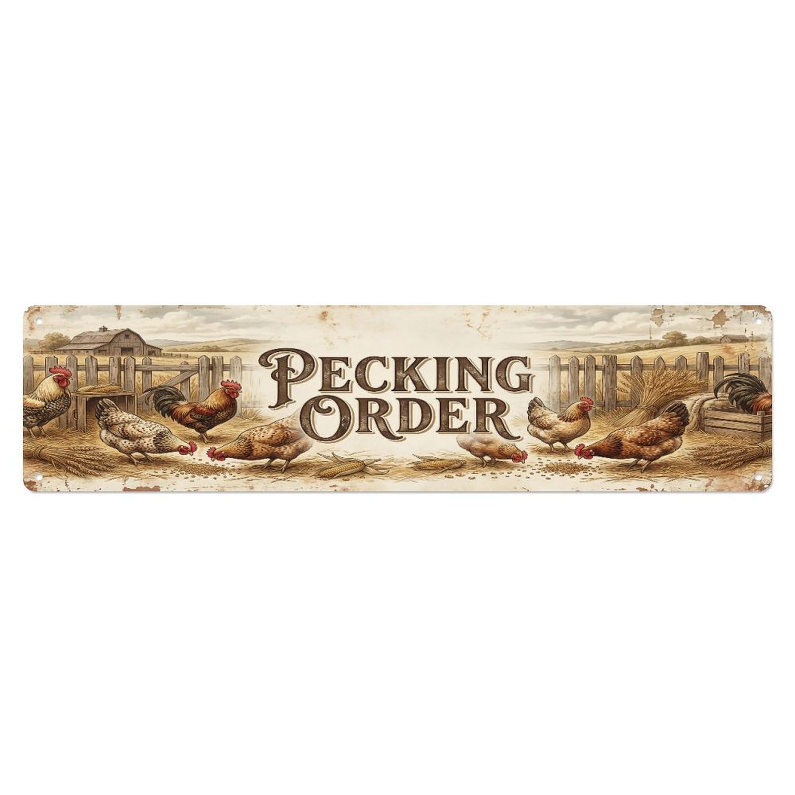 Xanthor Style Metal Tin Sign Vintage Yard Peck Hen Farmhouse Funny Hen Backyard Farm