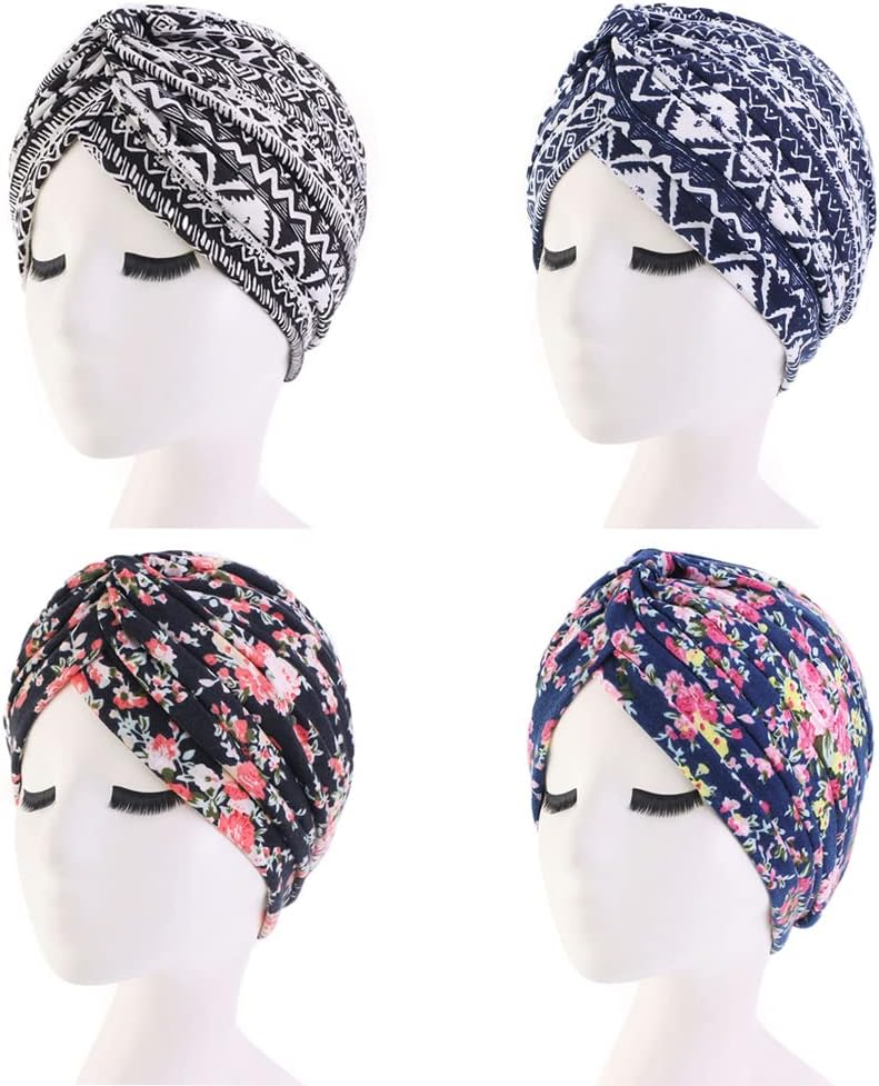 beauty YFJH Women's Cotton Turban Head Wrap Cancer Chemo Beanies Cap Headwear Cap Bonnet Hair Loss Hat - Image 2
