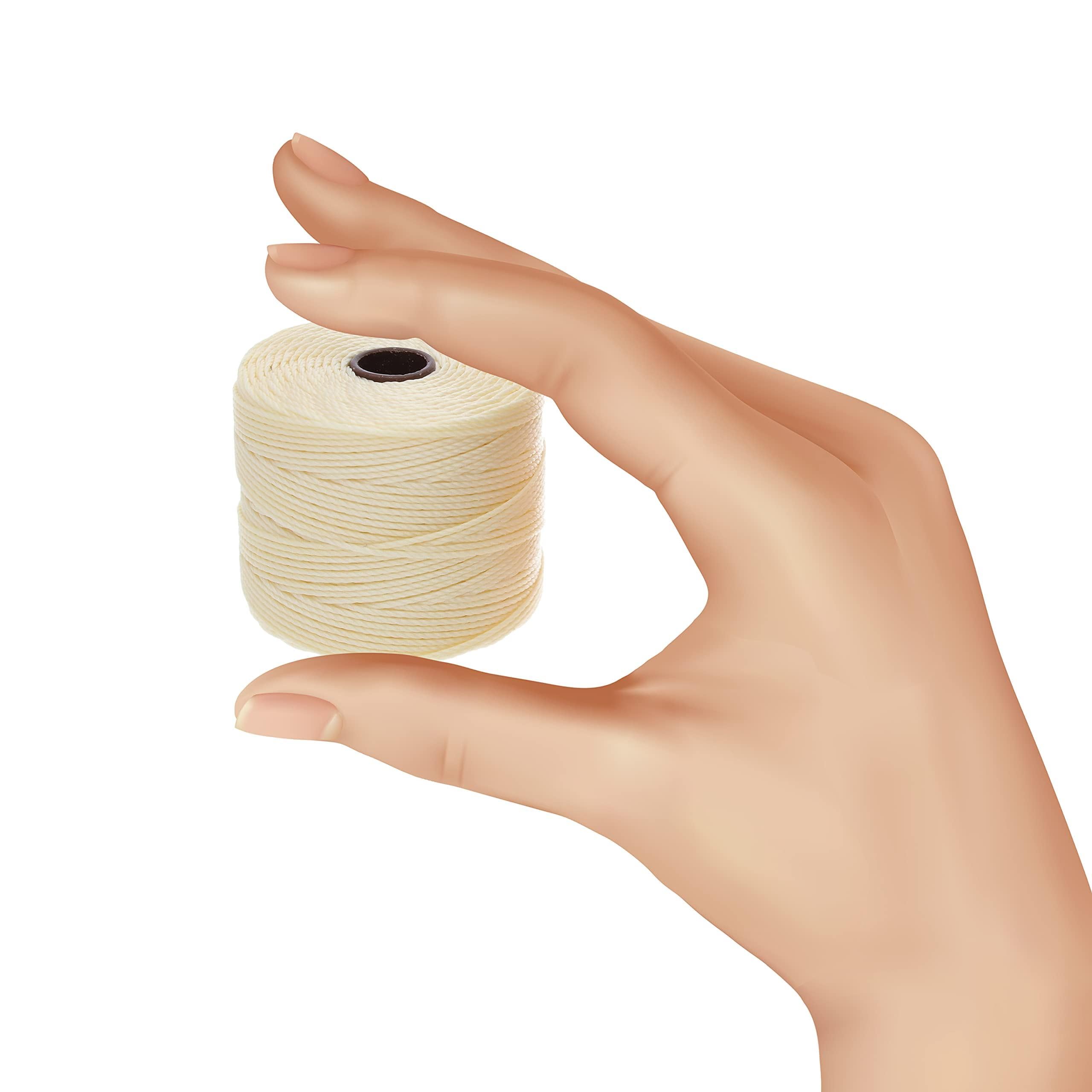 The Beadsmith S-Lon Cordon #18 - Couleur jaune pâle - Tube de 4 bobines - 70 m - Idéal pour enfiler des perles, du crochet et des bijoux en micro-macramé, compatible avec Kumihimo Projects