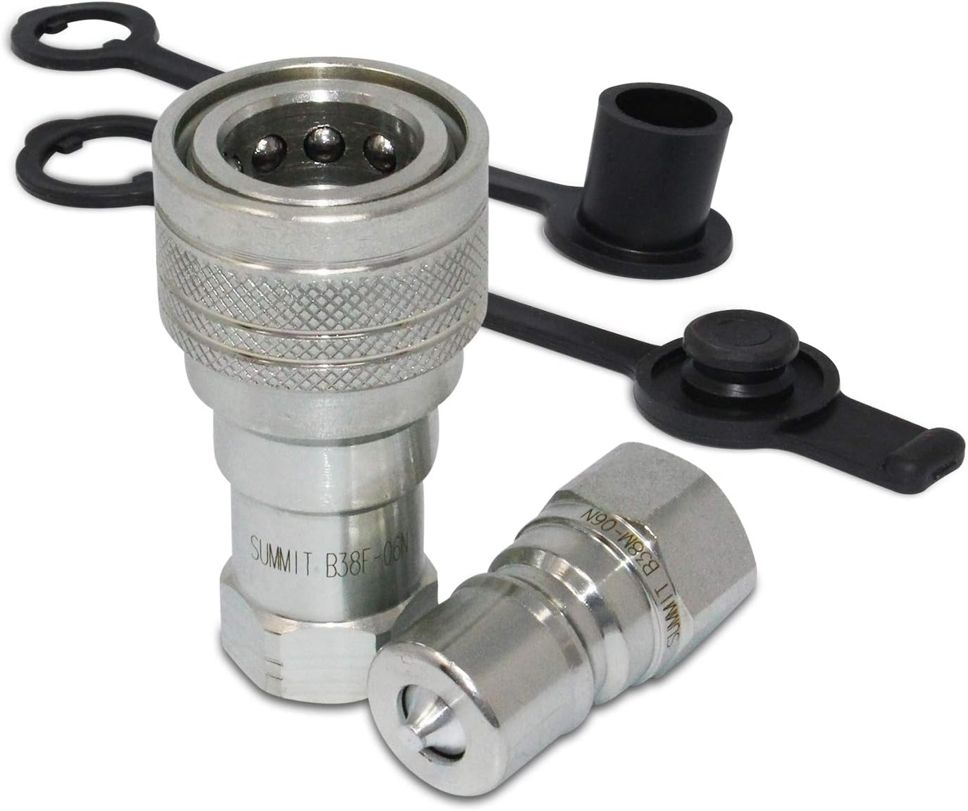 Summit Hydraulics 3/8" NPT ISO 7241-B Quick Disconnect Hydraulic Coupling/Coupler Set