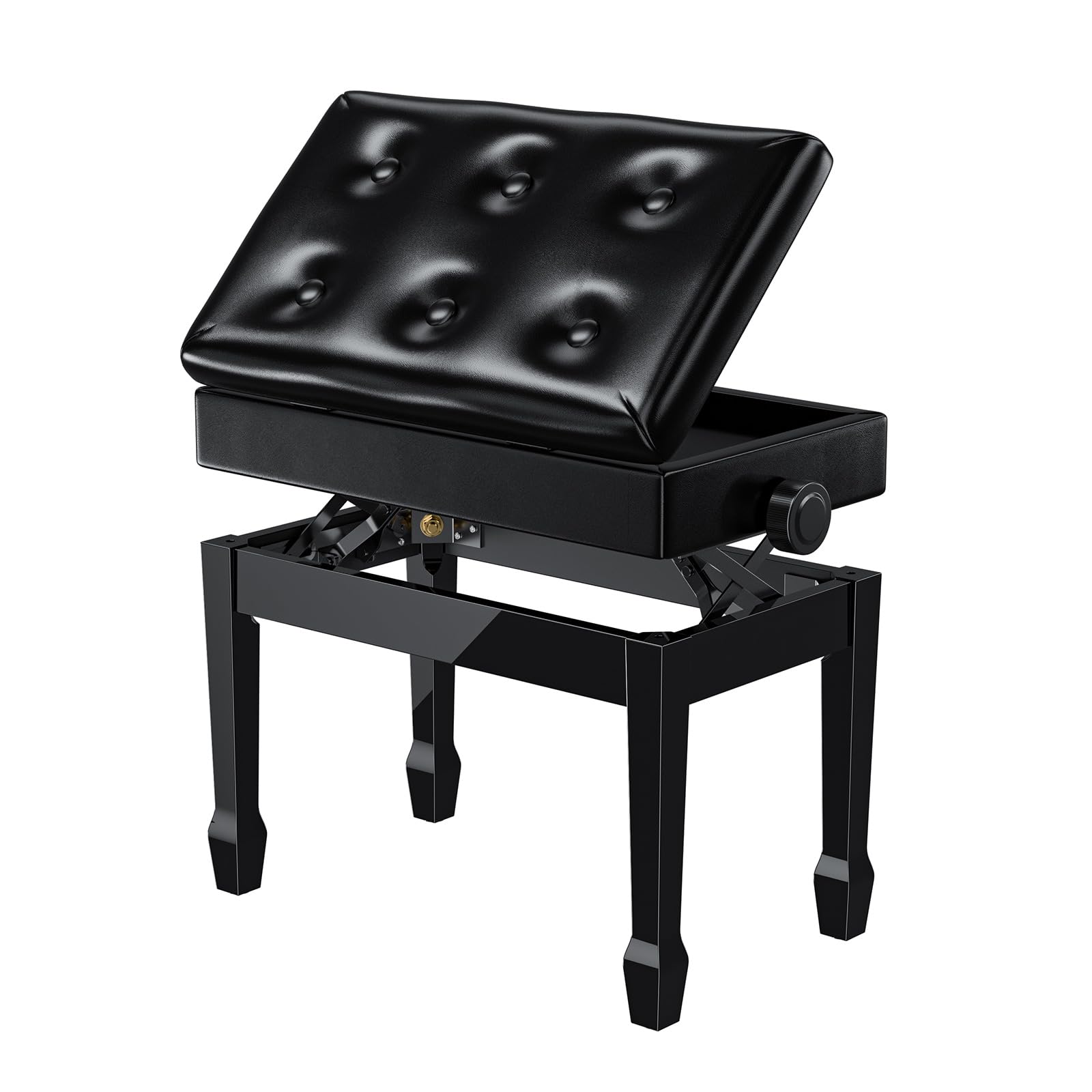 Rhymo Tabouret Piano avec Hauteur réglable et Rangement intégré, Banc de Piano avec Mousse à mémoire de Forme, revêtement en Bois de chêne et Cuir PU, capacité de Charge 420 IB