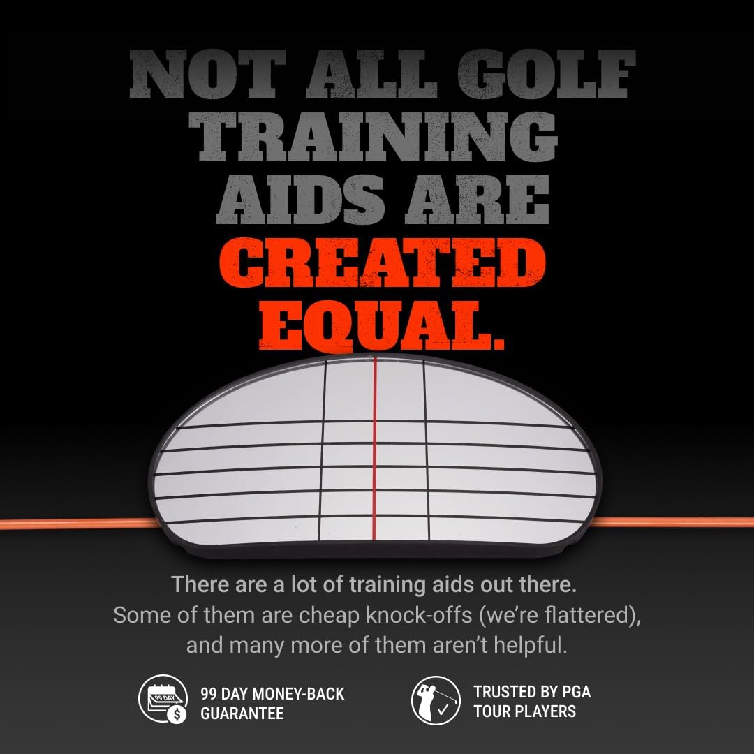 WHYGOLF Alignment Mirror with 2 Alignment Rods, Portable Golf Training Aid for Swing and Putting Practice, Indoor or Outdoor Golf Tool and Mirror Trainer for Consistent Setup and Backswing