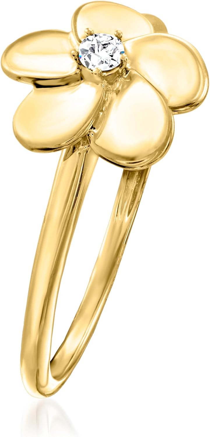 Ross-Simons Diamond Flower Ring in 14kt Yellow Gold - Image 3