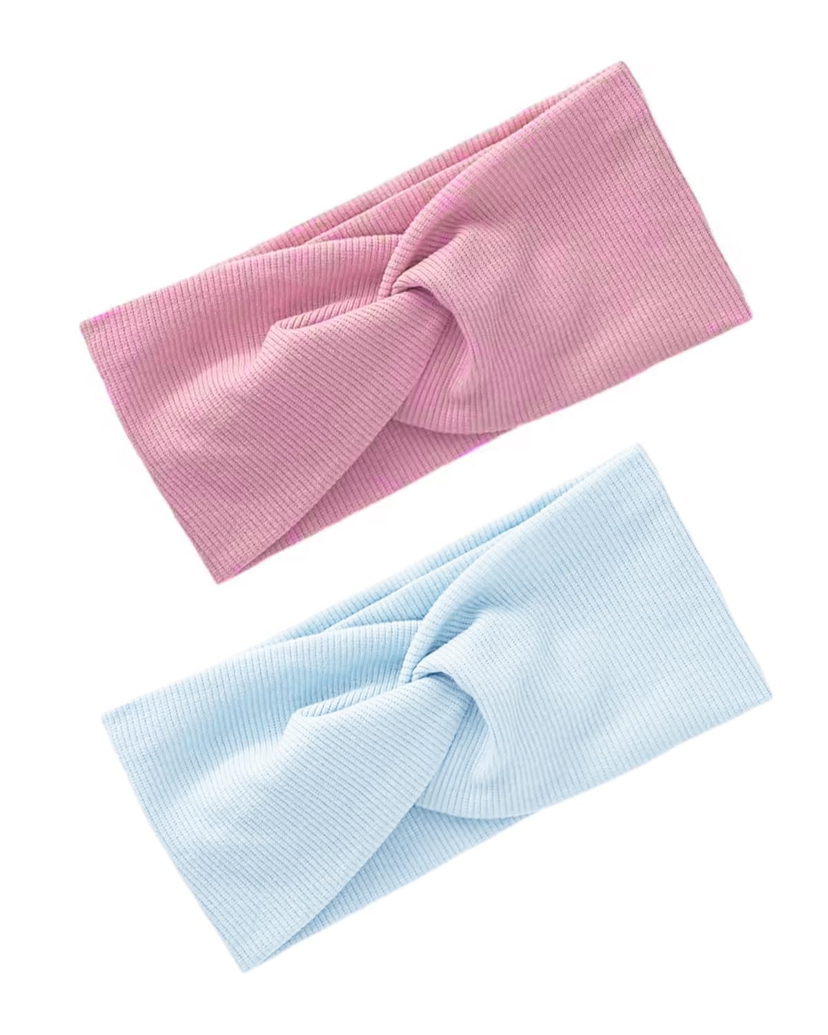 Zeayebsr Zeayebsr 2pcs Diadema de Punto para niños, Color Rosa, cómoda y Elegante, con Nudos, Accesorio niños y niñas，Diadema Bebe，Cinta Pelo Bebe