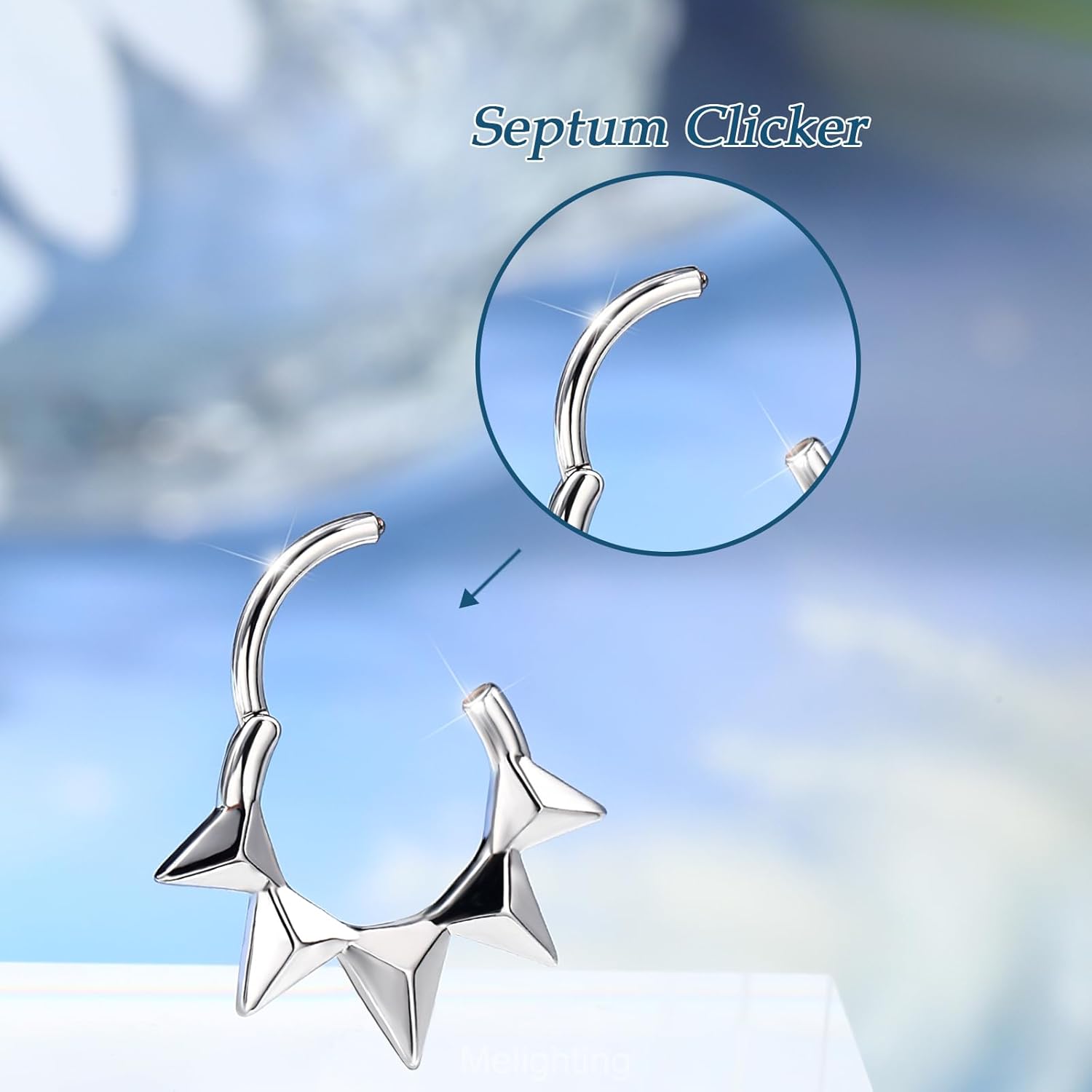 Melighting 16G Septum Ring Stainless Steel 316L Daith Piercing Jewelry 8/10 mm Helix Stud Septum Clicker for Women - Image 4