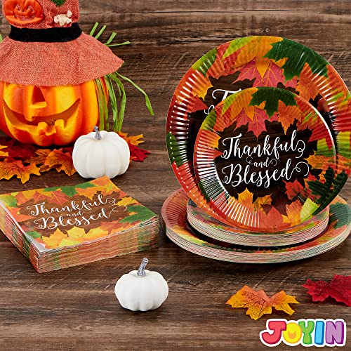 Joyin 96 Pcs Thanksgiving Disposable Paper Plates And Napkins Set Includes 24 10" Dinner Plates 24 7" Dessert Plates And 48 Napkins For Birthday Parties, Fall Picnic, Bbqs And Autumn Celebrations #TOP6