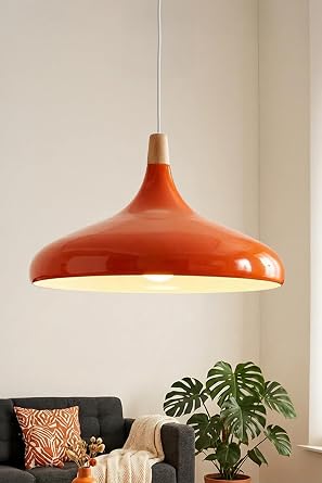 Marrien Nova Ahşap Sarkıt Avize, Bohem Tavan Lambası ve Salon Oturma Odası Aydınlatması - Turuncu - 35 cm – Modern Dekoratif Avize, Tavan Aydınlatması [Enerji Sınıfı A]