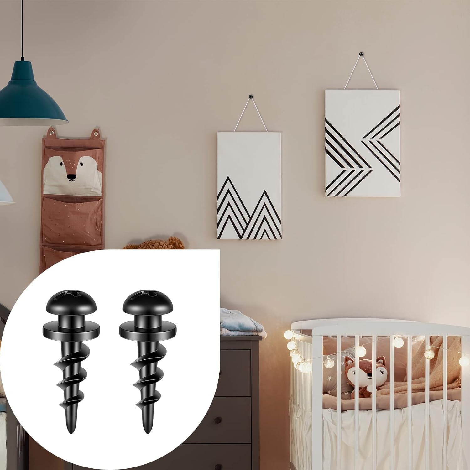 Hotop 50 Pieces Double Headed Picture Hanging Nails Hangers Photo Hanging Hook Hangers Small Head Picture Screws Decorative for Home Office Drywall (Black)