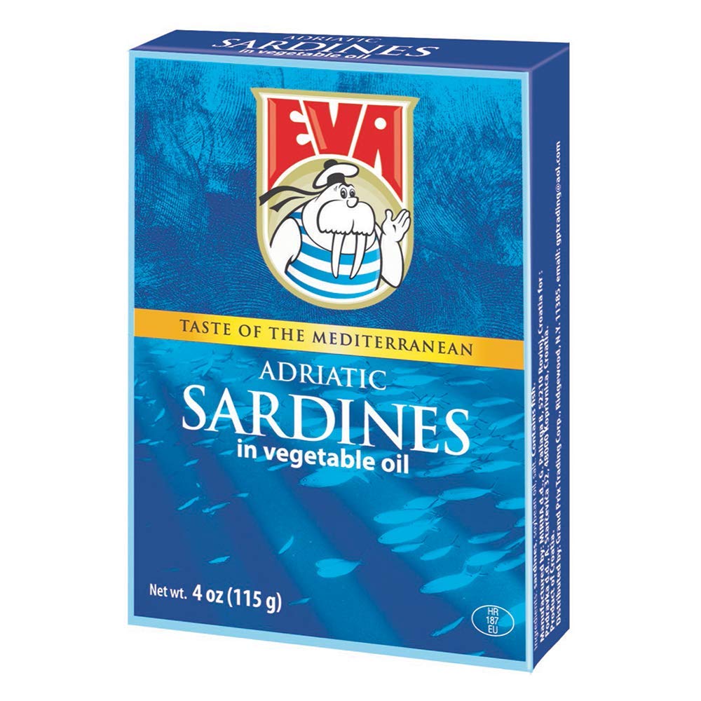 Podravka Eva Sardines, Vegetable Oil, 115g, 4.05 oz (Pack of 30)