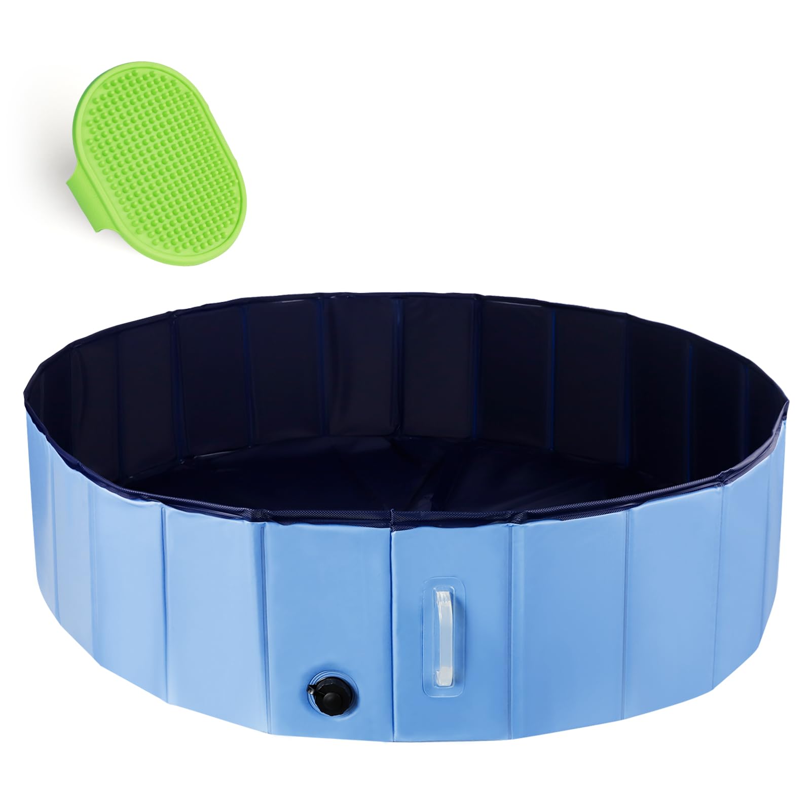 DEWEL Piscina per Cani,120x30cm Piscina per Cani Pieghevole, Vasca da Bagno per Cani con valvola di scarico dell'acqua,Bagno per Cani, Per Animali Domestici,Blu