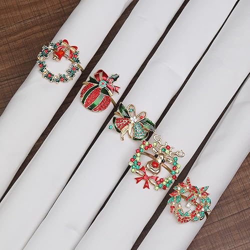 Miniatura 4 de Servilleteros de Navidad, paquete de 6 servilleteros para mesa de comedor, decoración de mesa de metal para el hogar, decoración de Navidad, fiestas
