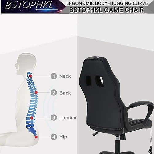 Miniatura 4 de Silla para videojuegos, silla de oficina de masaje, sillas ergonómicas de videojuegos, silla reclinable ajustable para computadora con soporte
