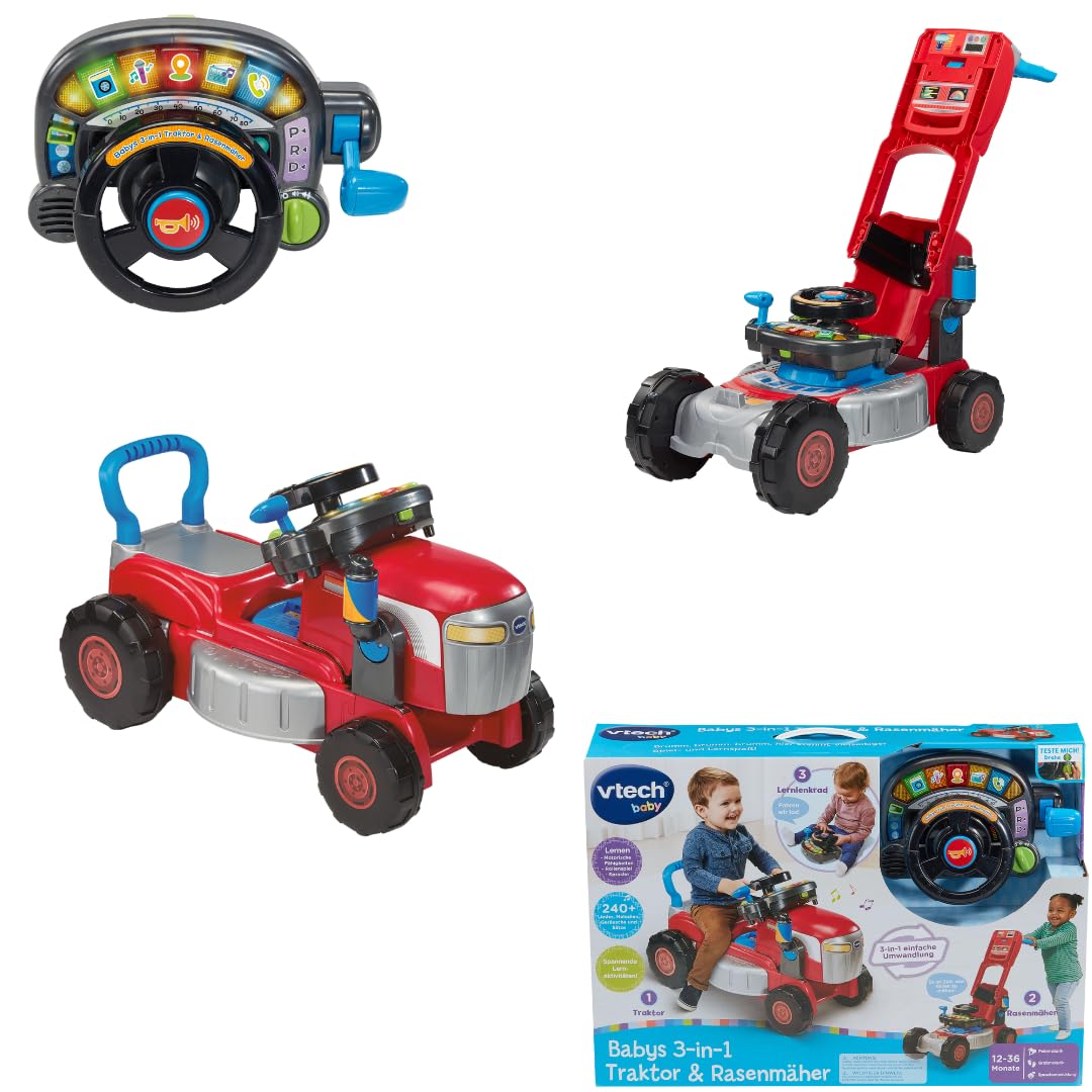 VTech Baby 3-in-1 Traktor Rasenmäher mit Lenkrad, Musik