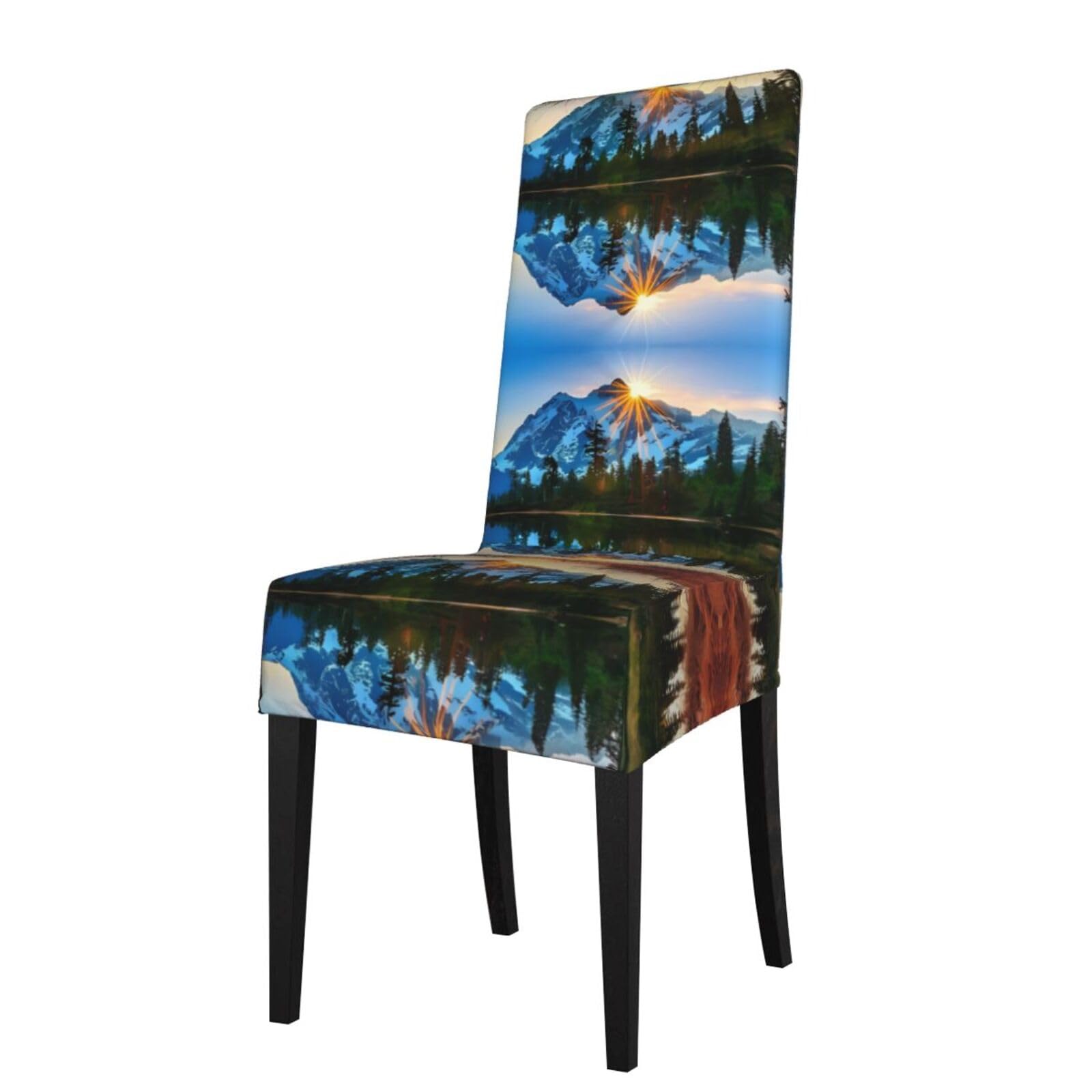 Yyhwhjde Black Mountain Sunrise Prints Protection Cover For Dining Chair – Stretch Slipcovers For A Fresh, Refreshed Dining Room Look!