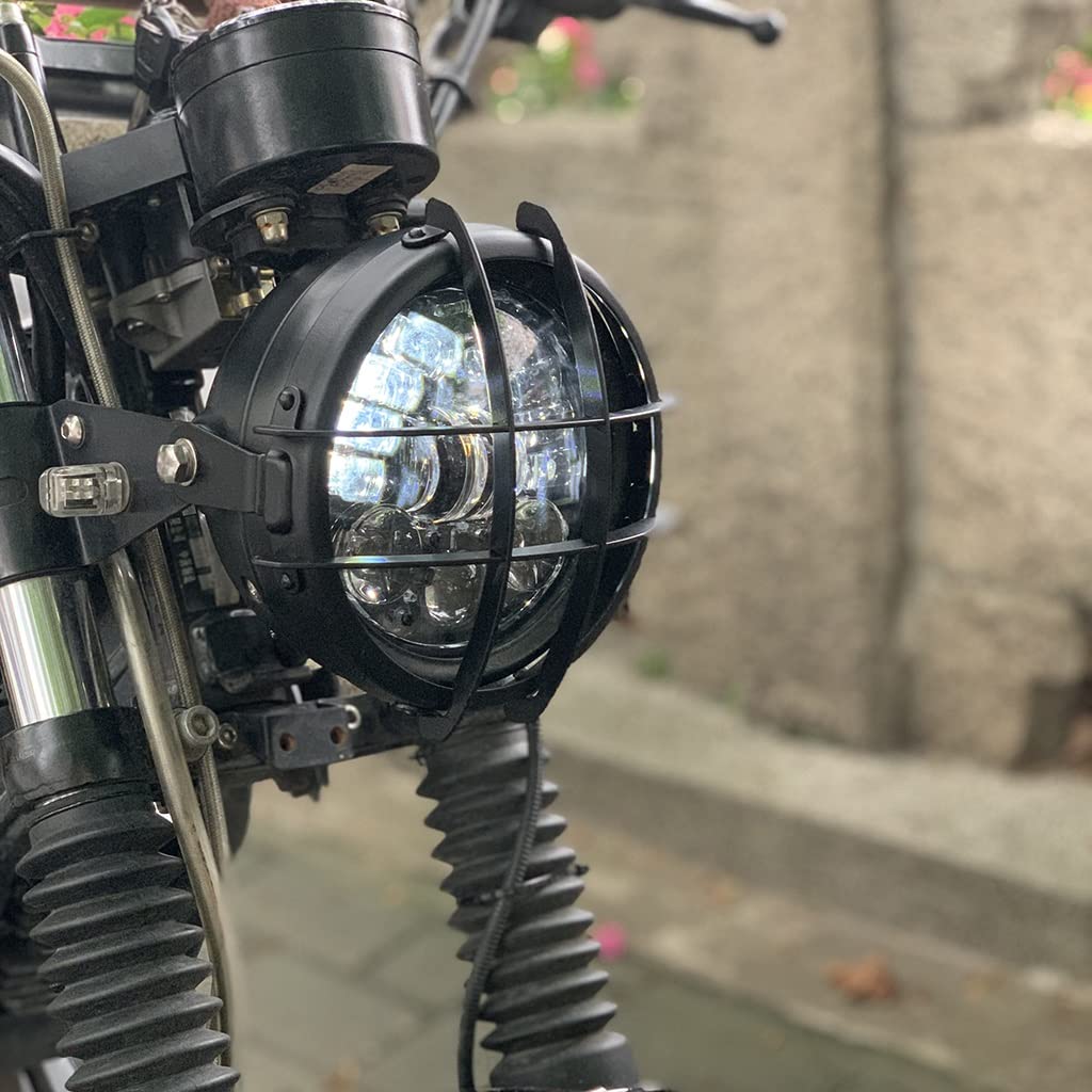 Griglia Protettiva Per Faro Moto – Diametro 6,3” (160 Mm), In Metallo, Stile Retrò, Per Cafe Racer E Moto Vintage, Antigraffio E Antiurto