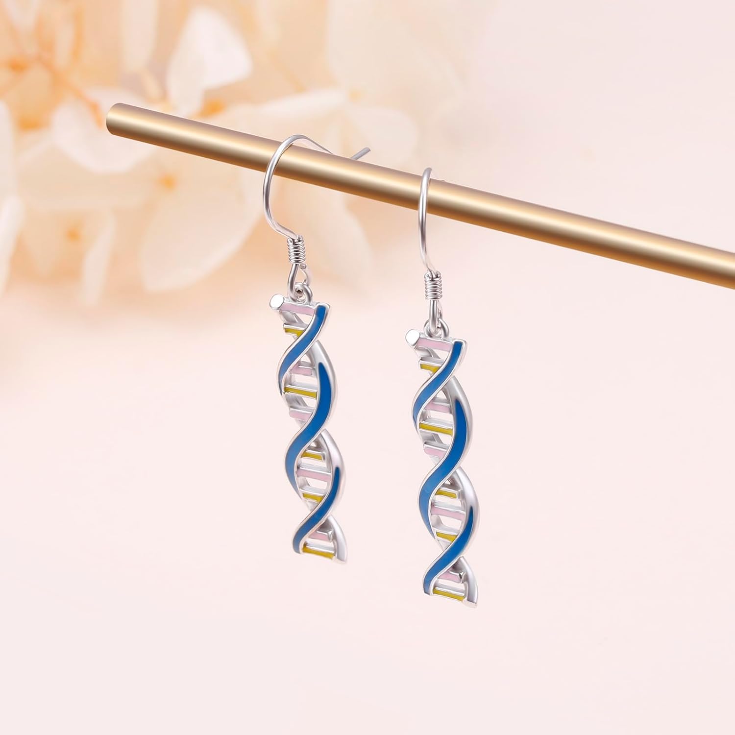 S925 Sterling Silver DNA Double Helix Chemistry Science Molecule Biology Earrings Jewelry - Image 3