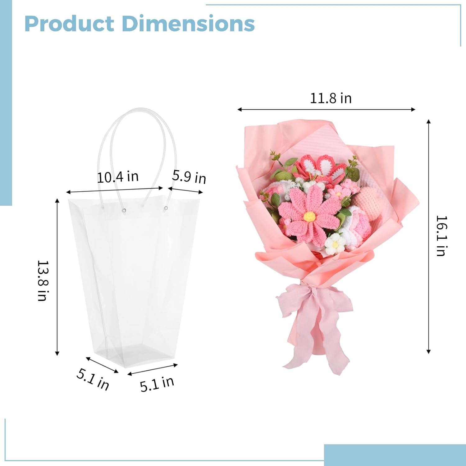 Crochet Flower Bouquet, Pink Artificial Knitting Crochet Flower, Handmade Crochet Rose Tulip Flowers, Faux Home Decor Present