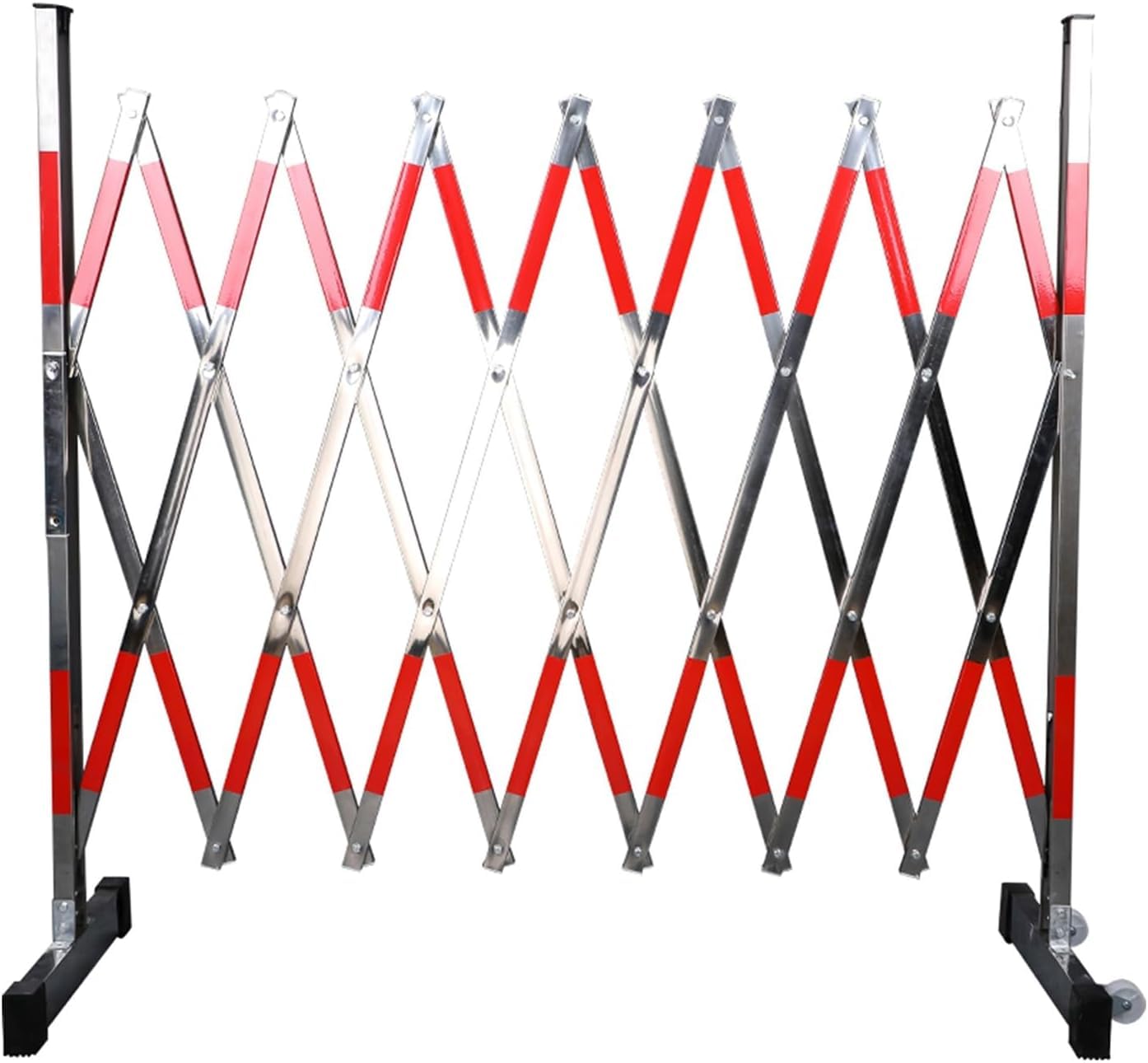 LWJSOCP Expandable Metal Barricade, Foldable Portable Scissor Gate With Castors, Retractable Temporary Traffic Fence Portable(10m)