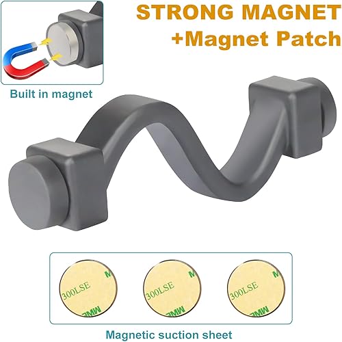 Miniatura 7 de Soporte magnético para puerta de lavadora de carga frontal, soporte magnético mejorado para puerta de lavadora con 3 parches metálicos adhesivos,