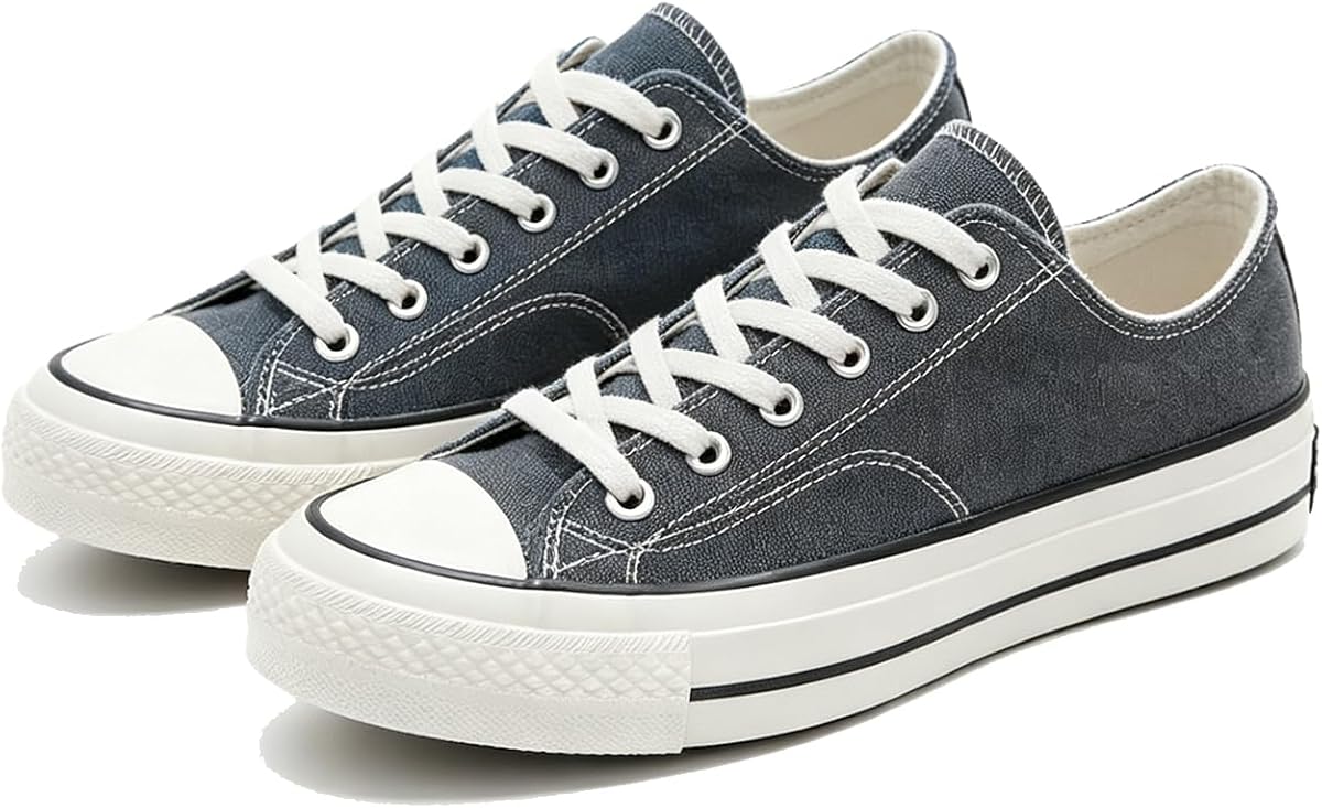 Zapatos de lona con punta cerrada y caña baja unisex Zapatos vulcanizados Zapatillas | Suela de goma de 4,5 mm con puntera de goma, dos líneas de agua, realzadas en 3,5 cm, adecuada para deportes informales de estudiantes