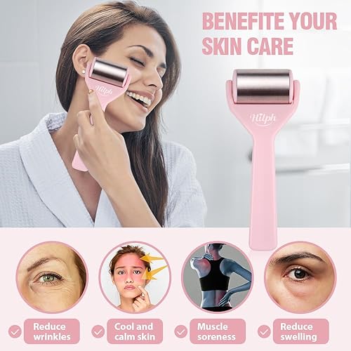 Miniatura 2 de Hilph Rodillo de hielo para cara, rodillo de hielo facial de acero inoxidable, rodillo masajeador facial para hinchazón, bolsas de ojos, arrugas,