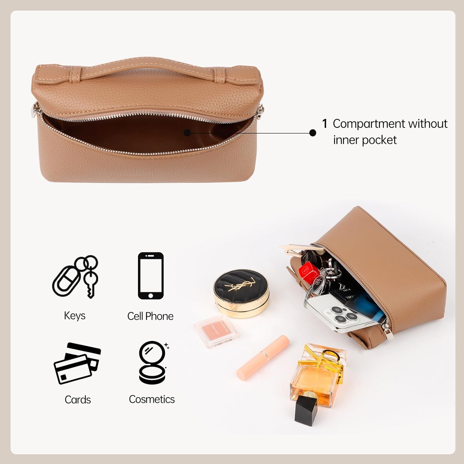 Mini Purses for Women, Leather Crossbody Bag, Box Purse Top Handle Phone Bag with Adjustable Strap