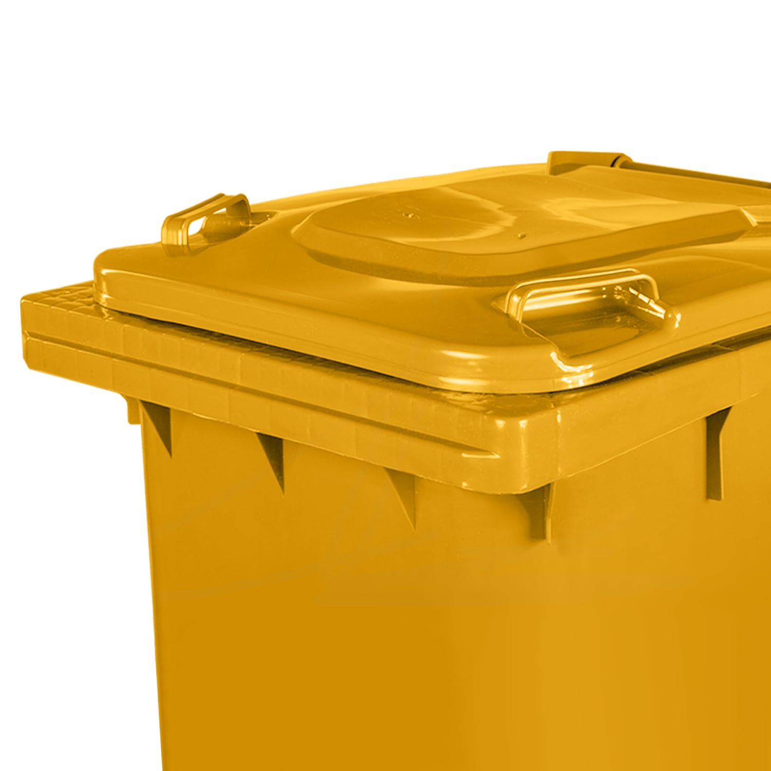 Jestic Cubo de basura 120 240 para basura basura con ruedas de goma silenciosas para recogida diferenciada, reciclaje interior exterior EN840 (240 Litros, Amarillo)