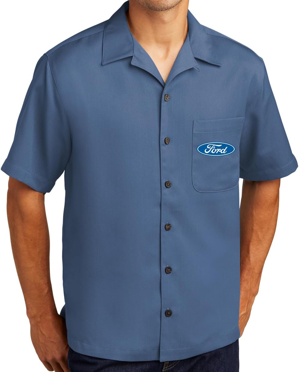 Men's Ford Oval Logo Upscale Camp Shirt with Pocket