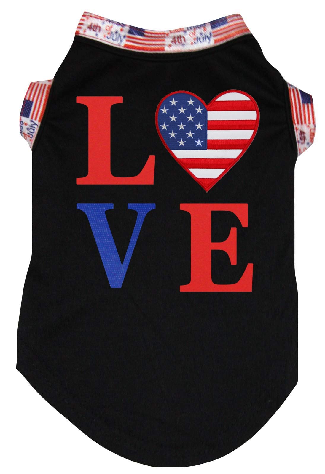 Chemise chiot noir en coton respirant motif coeur Love USA imprimé