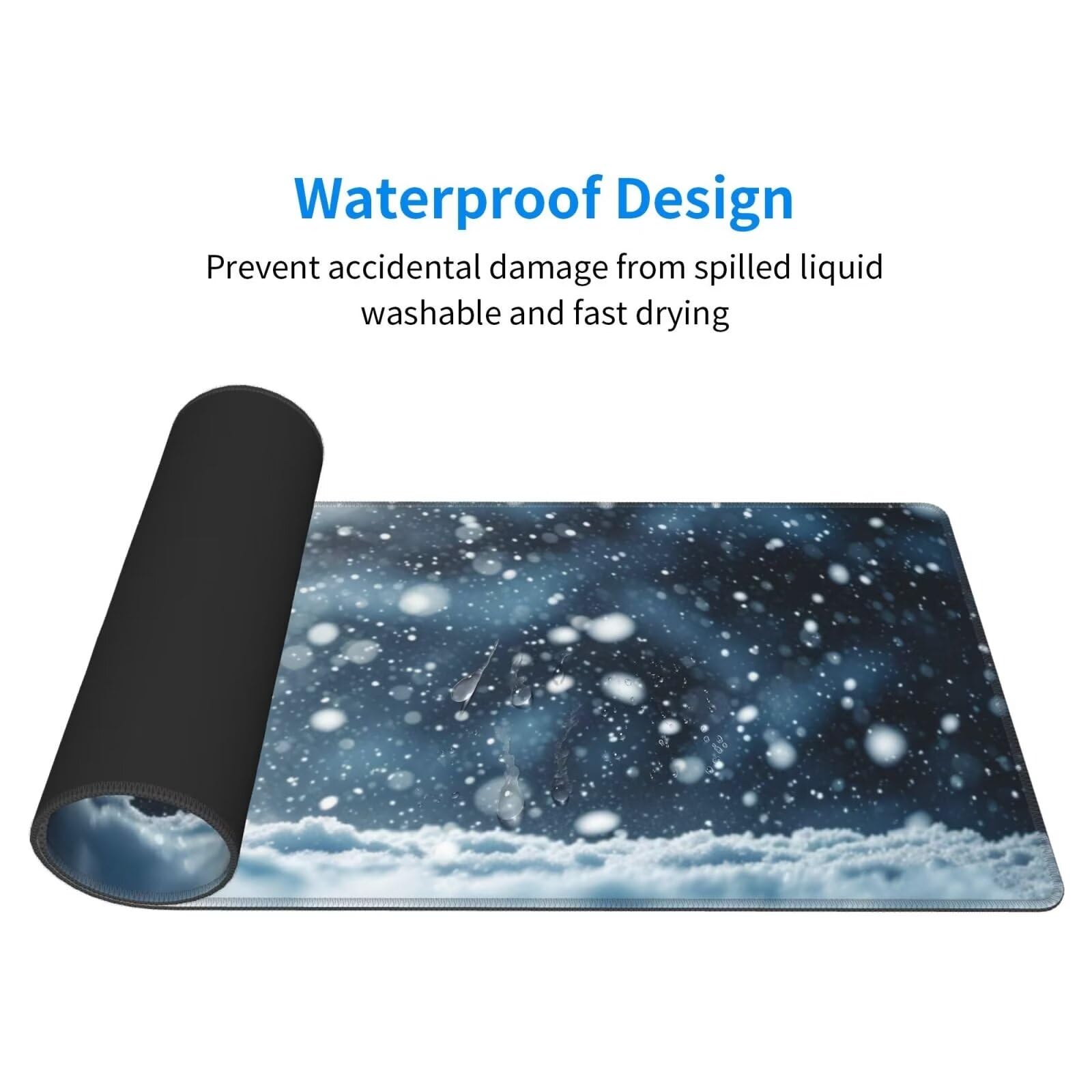 Tappetino Mouse, Tappetino Mouse Gaming Grande XXL 1500x800x3mm Tappetino Scrivania Mouse Pad, Base in Gomma Antiscivolo, Bordi Cuciti,Lavabile, Mousepad per Ufficio e Gaming (fiocchi di neve) R-701