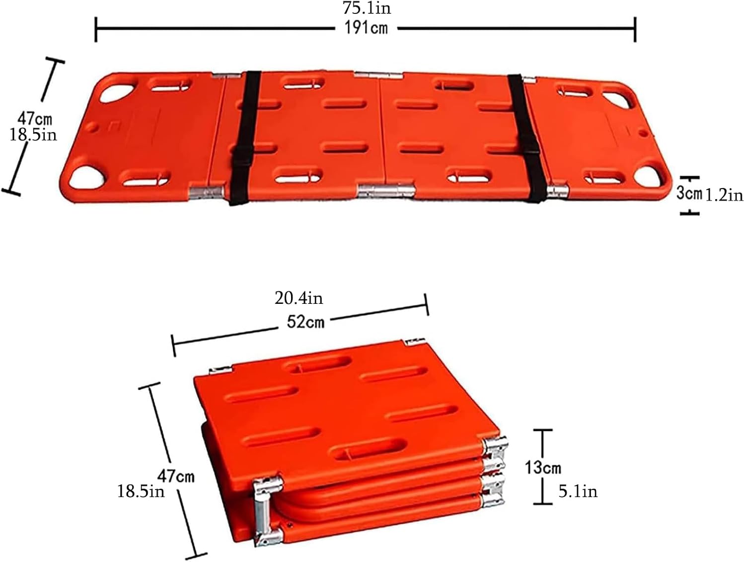 Emergency Water Stretcher - 350lbs Capacity Foldable Spine Board with Safety Belt, Durable PE Backboard for Lifeguards & First Responders - Ideal for Water Rescue Operations