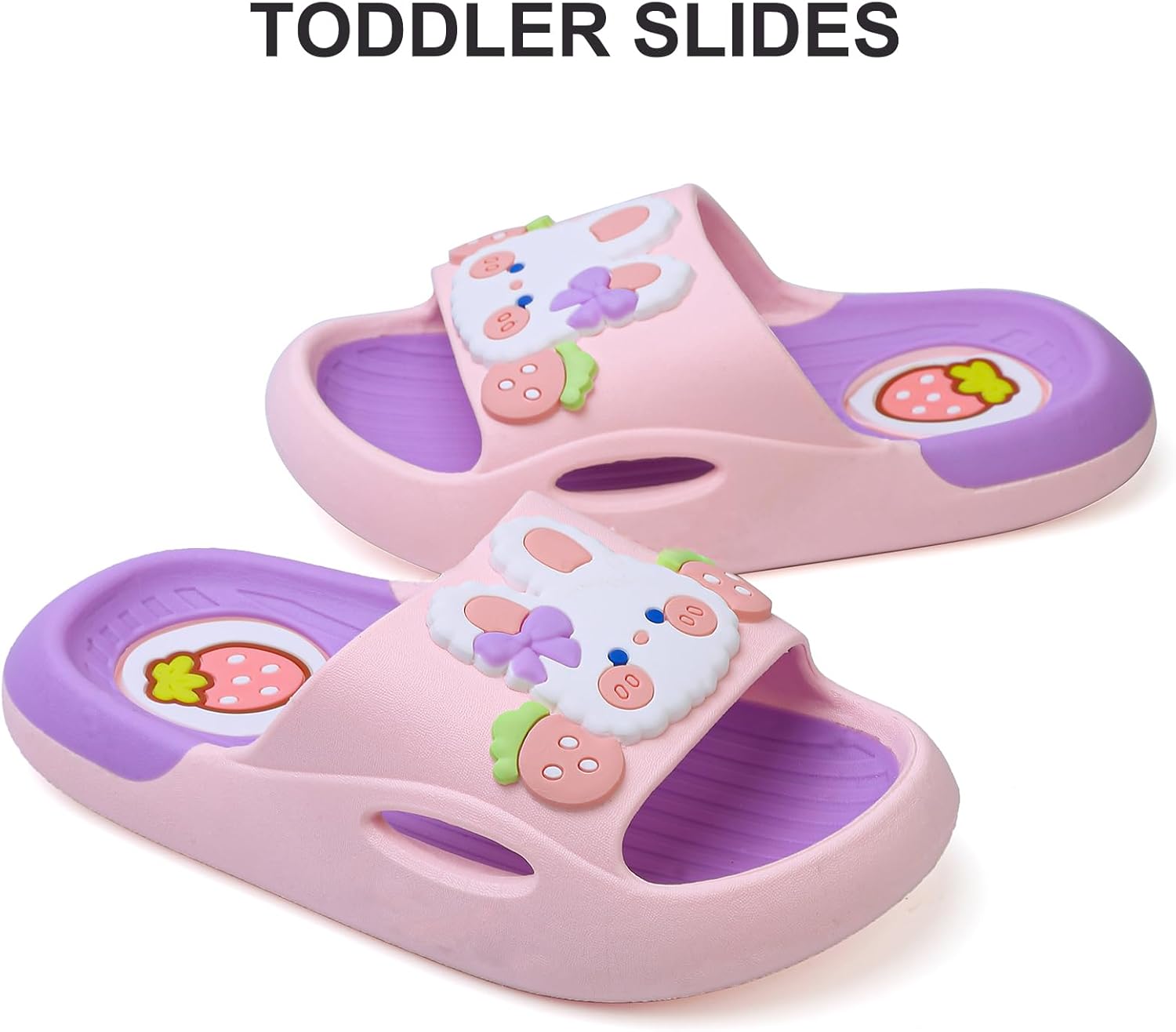 Kids Slides for Girls Boys - Toddler Bunny Slippers Quick Drying Shower Shoes Non-Slip Pool Sandals Shower Flip Flops - Image 7