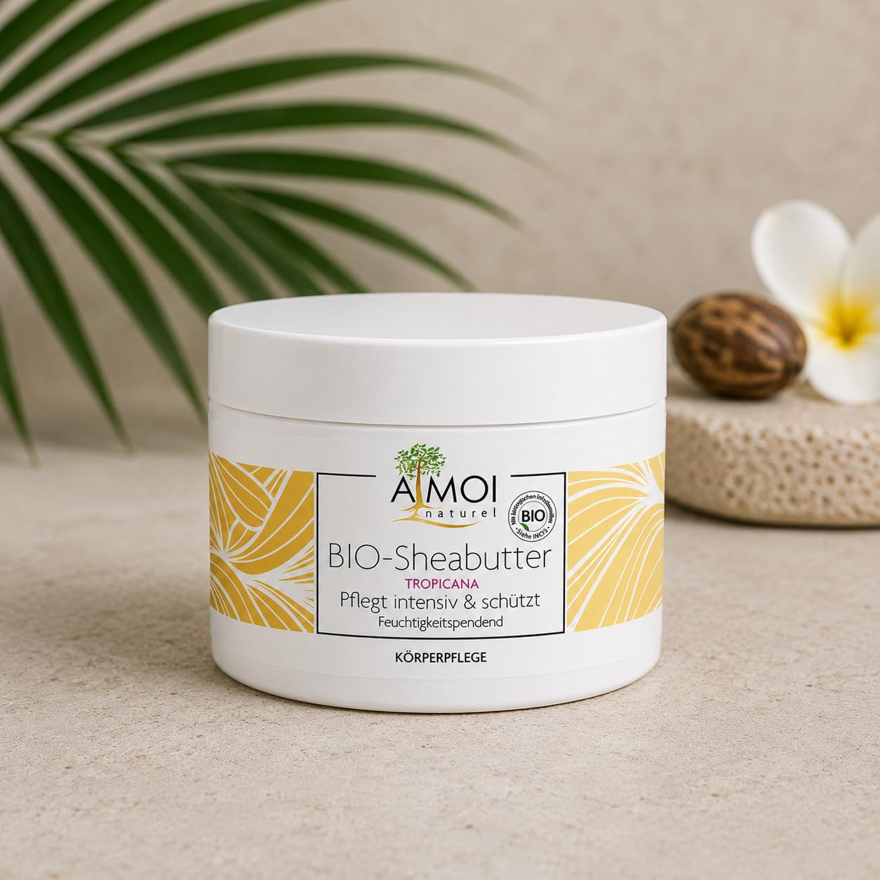 Sheabutter Tropicana 200 ml – Mit bio-zertifizierter, unraffinierter Sheabutter aus Westafrika – Intensive Körperpflege für trockene Haut – Reichhaltige Ganzkörperpflege