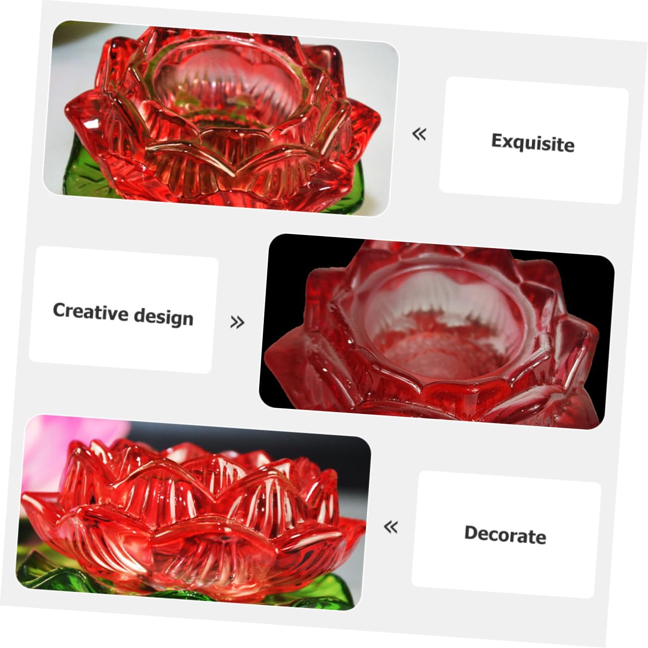 Amazon｜HOOTNEE 蓮の花型ガラスキャンドルホルダー 手彫り風ロータス