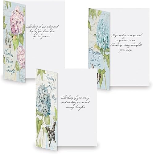 Miniatura 2 de Hydrangea Thinking of You - Juego de 12 tarjetas de felicitación con diseño floral Susan Winget, tamaño grande de 5 x 7 pulgadas, tarjetas de