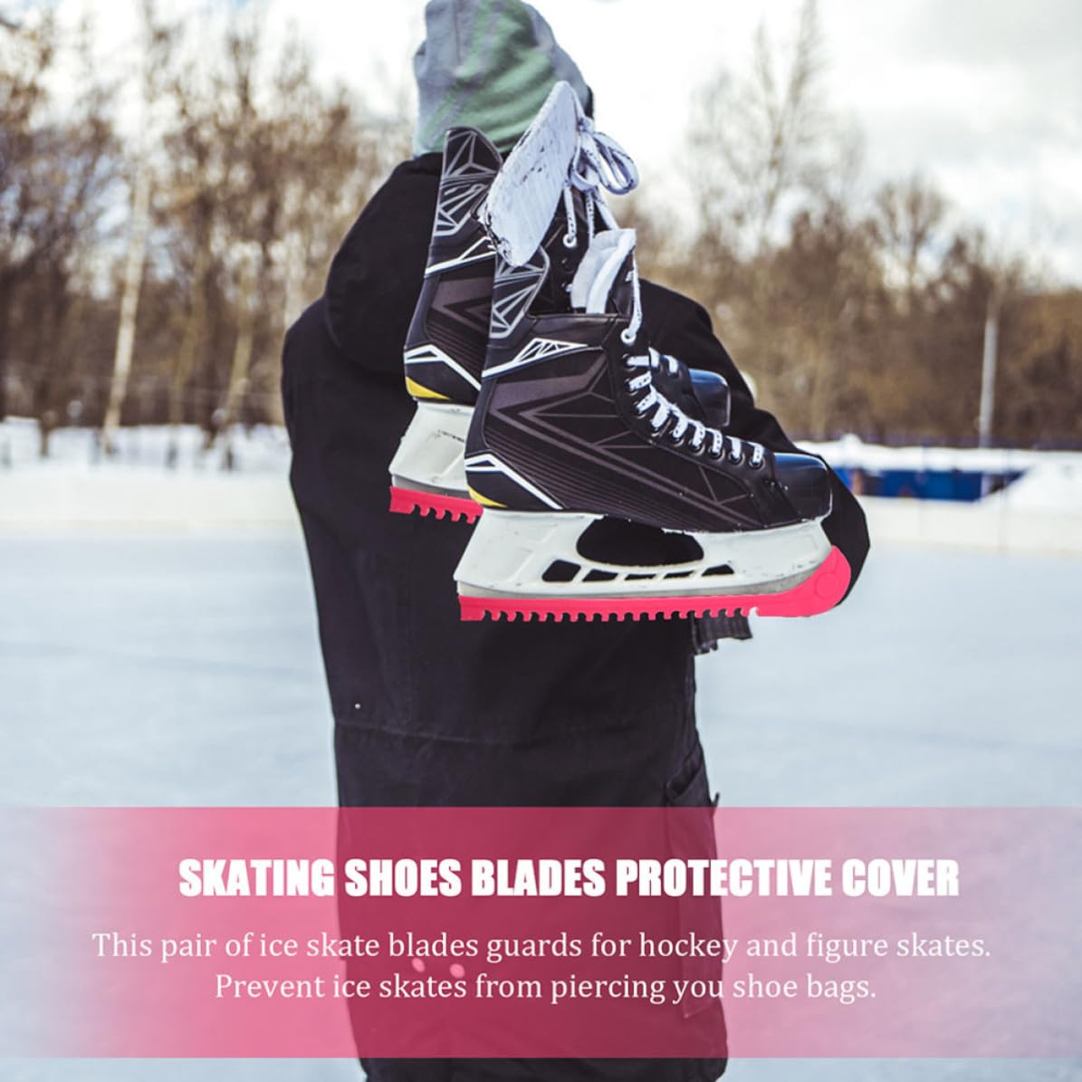 Didiseaon 8 Paires Protections de Lames de Patins à Glace, Noir Rose