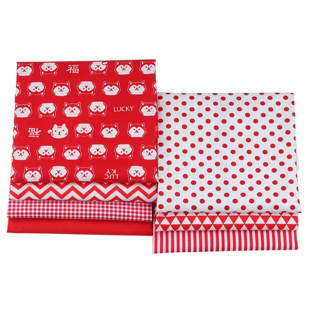 CraftsFabrics 7pcs/ Lot (16" x 20") Printed Cotton Fat Quarters for Quilting, Scrapbooking, Arts & Crafts, DIY Projects, Collage) (Red) - Image 4