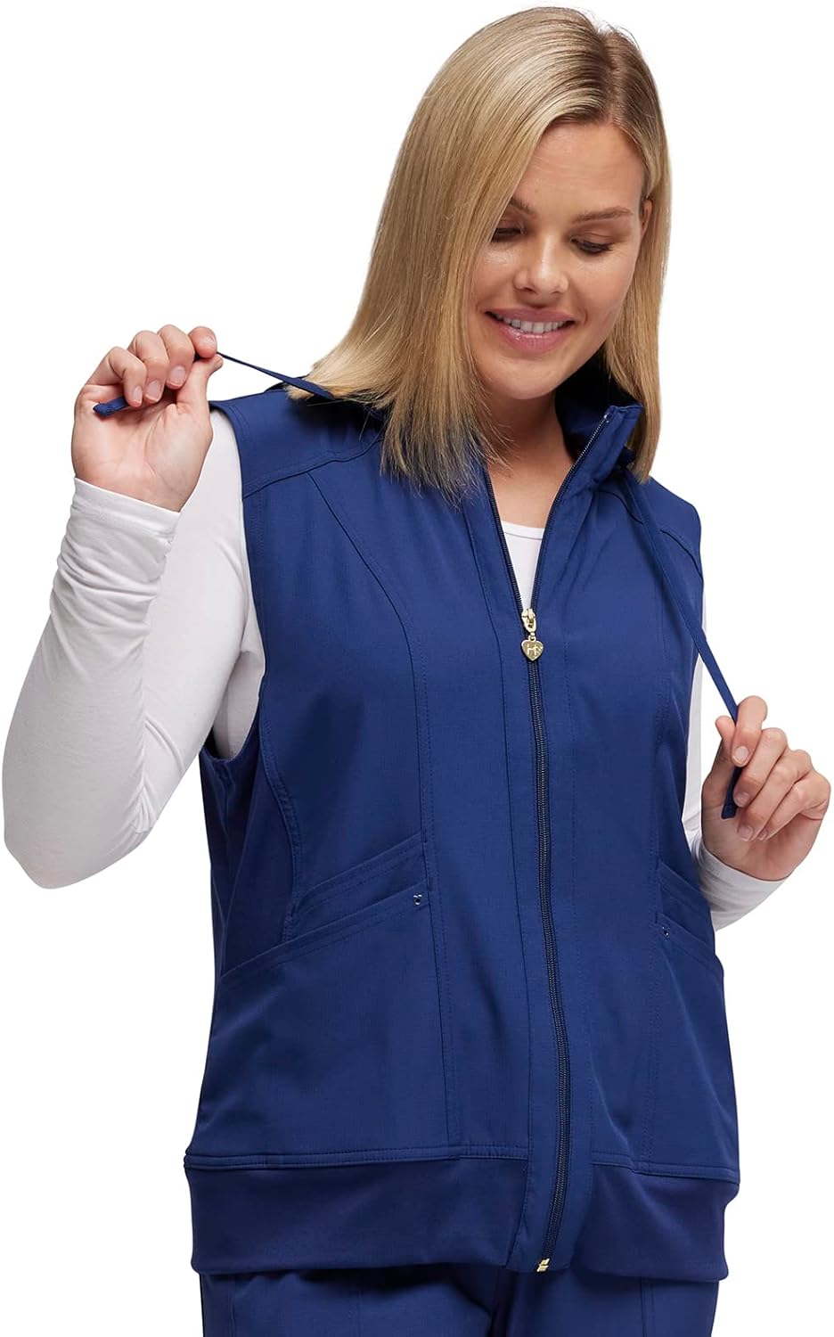 HeartSoul Zip Front Scrub Vest with Detachable Hood, Stretch Fabric HS500 - Image 5