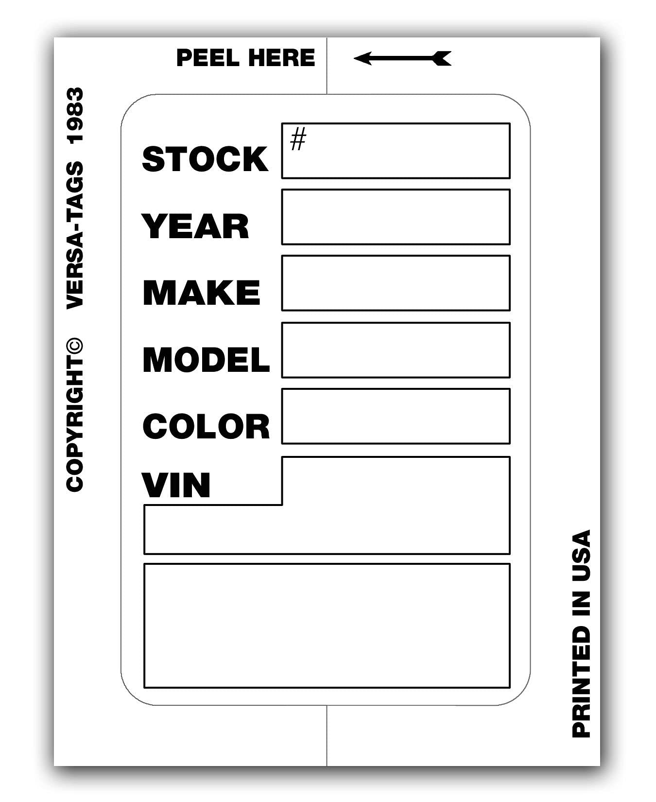 Versa-Tags Kleer-bak Stock Stickers (200 Stickers, White)