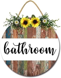 Geroclonup Funny Bathroom Signs Decor for Door Wooden Bathroom Wall Decor for Farmhouse Home Decor Sunflower Bathroom Accessories