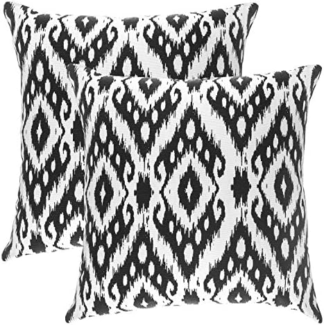 TreeWool (2 Pack Ogee Diamond Accent Cotton Canvas Cushion Covers (45 x 45 cm, Navy Blue & White)