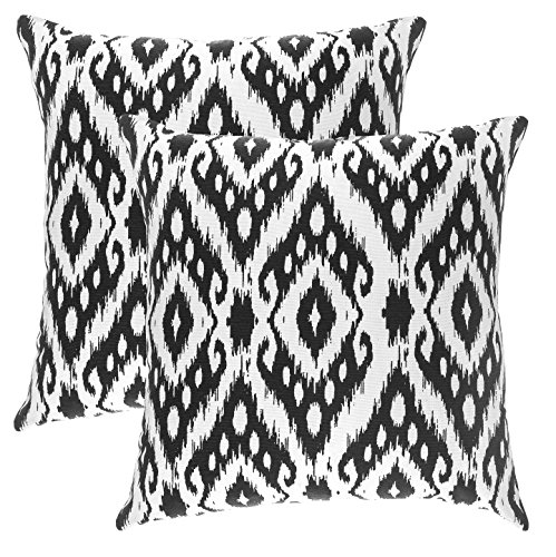 Treewool (Pack Of 2 Decorative Throw Pillow Covers Ogee Diamond Accent In 100% Cotton Canvas For Sofa, Couch, Bedroom, Home Decor (16 X 16 Inches, Black) #TOP26