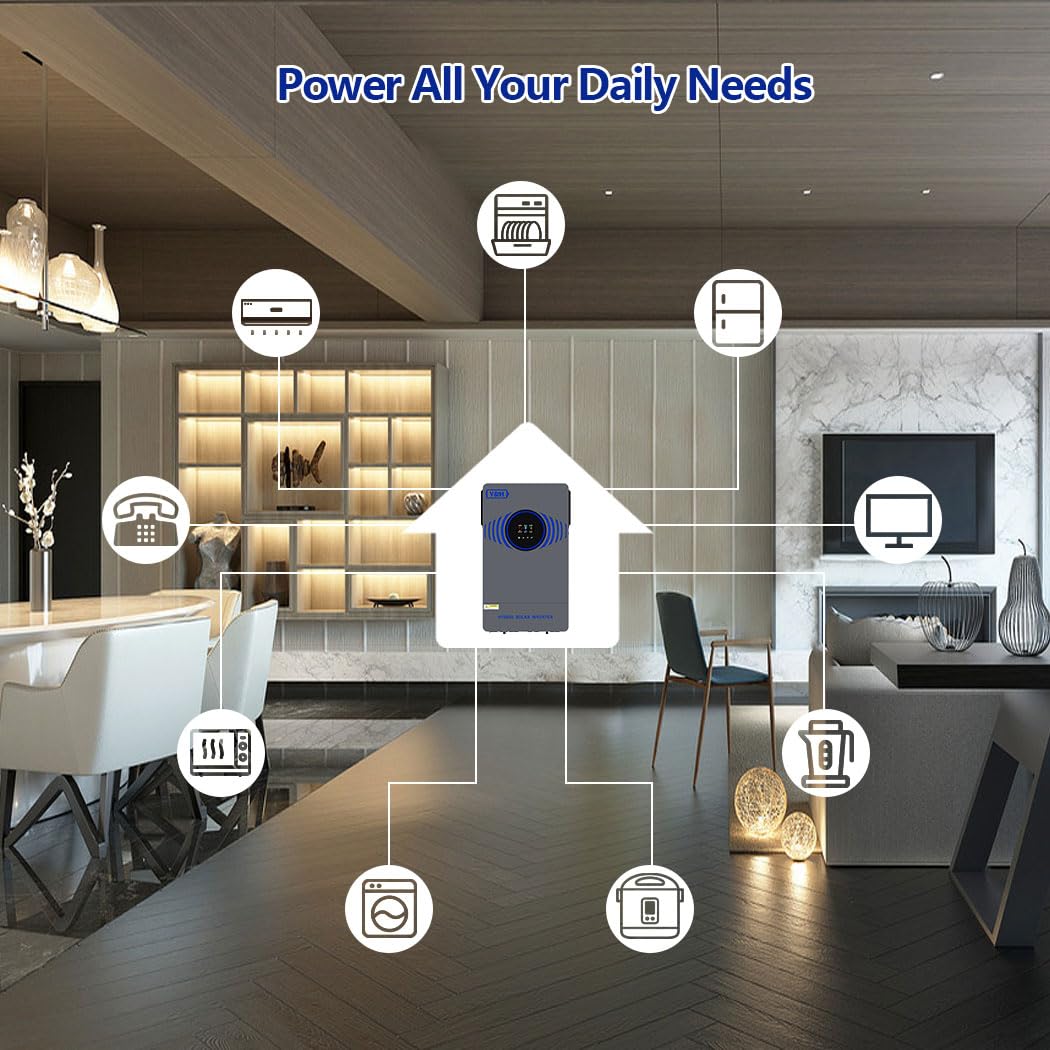 Y&H 4,2 KW Solar Hybrid Inverter 24VDC Built-in Air Switch and Lightning Protection Pure Sine Wave AC220 V Dual Output WiFi + BMS Dual Communication MPPT 120A