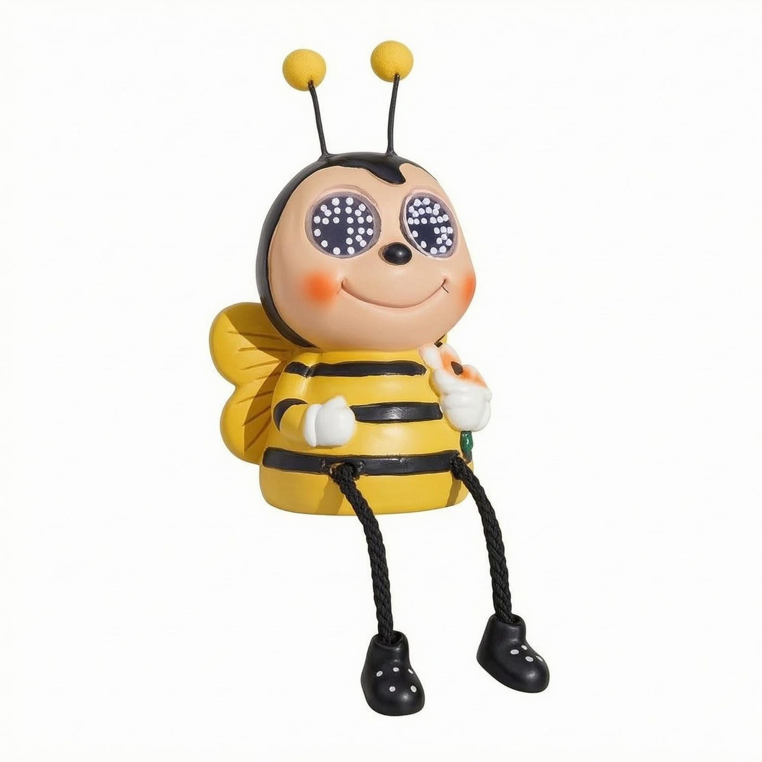 pla solar decorative figurine dot eyes solar light figurine waterproof resin yard statue weatherproof, bee
