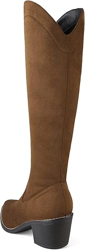 Miniatura 3 de DREAM PAIRS Botas vaqueras para mujer, vaquera occidental, con cremallera, tacón grueso, punta puntiaguda, botas altas hasta la rodilla