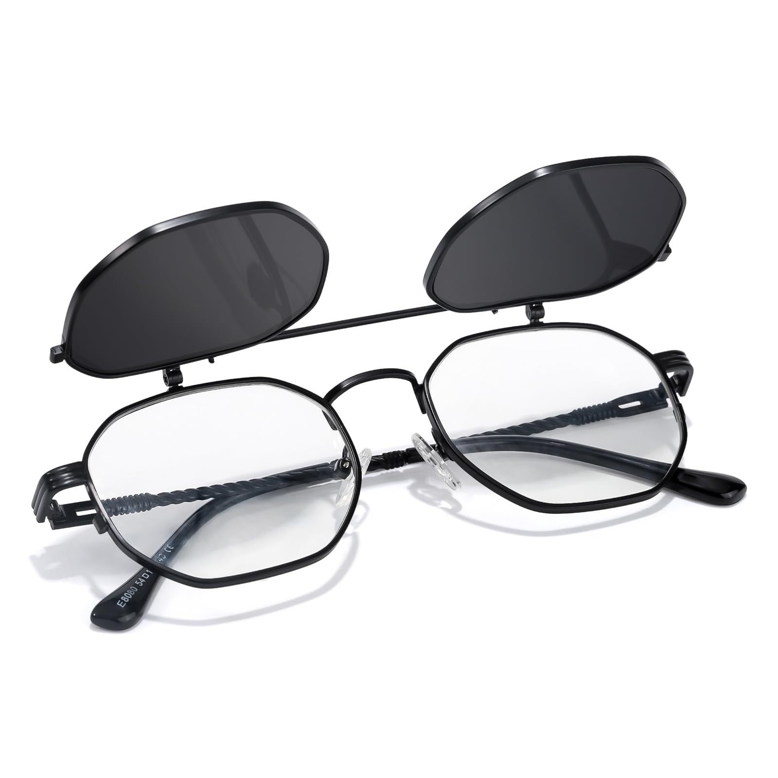 IGnaef Unisex Flip Up Sunglasses, Rave Steampunk Flip Glasses with Double Lenses IF8080